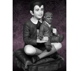 The Munsters Eddie Munster and Television Maquette Black and White version 16 cm